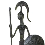 Athena with Shield and Spear – Bronze Sculpture – 18 cm – Dark Green