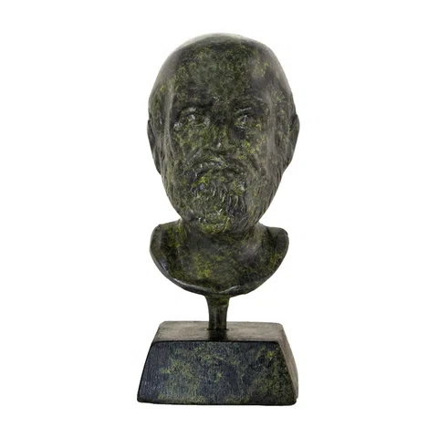 Bust of Hippocrates – Bronze Sculpture – 9 cm – Dark Green