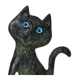 Standing Cat – Bronze Sculpture – 8 cm – Dark Green