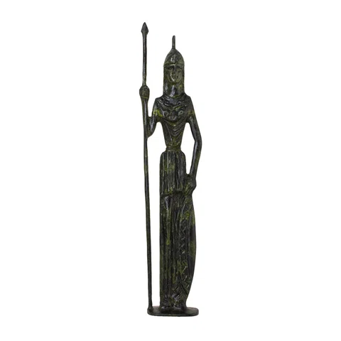 Athena with Shield and Spear – Flat Sculpture – 24 cm – Dark Green