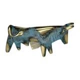 Minoan Cretan Bull – Bronze Sculpture – 5 cm – Blue & Gold