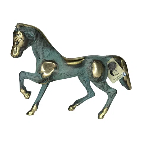 Standing Horse – Bronze Sculpture – 15 cm – Blue & Gold