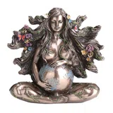 Gaia — Pregnant Mother Earth with Butterflies — Bronze Finish Statue, 12.5 cm