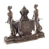 Table Clock with Two Female Figures — Bronze-Finish Decorative Clock – 30 × 36 cm – view 3