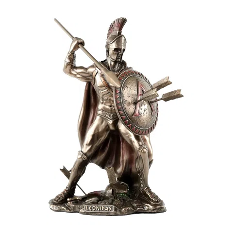 Leonidas with Spear and Shield – Bronze-Finish Statue – 15.5 cm – view 1