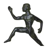 Ancient Olympic Runner – Solid Bronze Sculpture – 13 cm – Dark Green