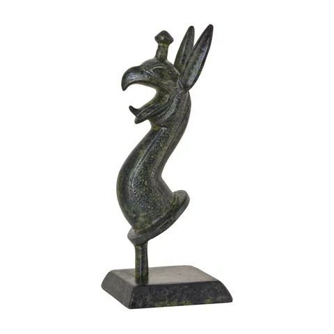 Griffin's Head – Bronze Sculpture – 15 cm – Dark Green