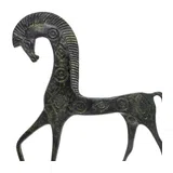 Geometric Horse with Lowered Head – Sculpture – 25 cm – Dark Green