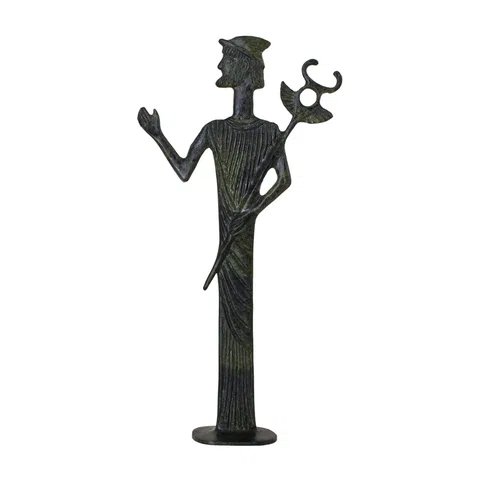 Hermes, Messenger of the Gods – Sculpture – 40 cm – Dark Green