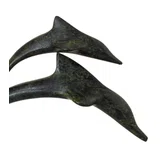 Two Playful Dolphins – Bronze Sculpture – 12 cm – Dark Green