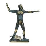 Poseidon – Solid Bronze Sculpture – 37 cm – Blue & Gold
