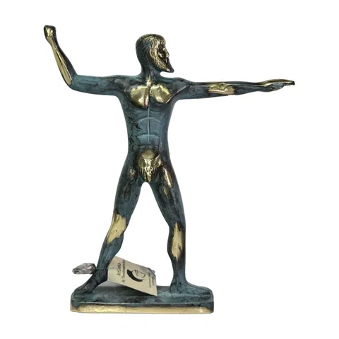 Poseidon – Solid Bronze Sculpture – 14 cm – Blue & Gold