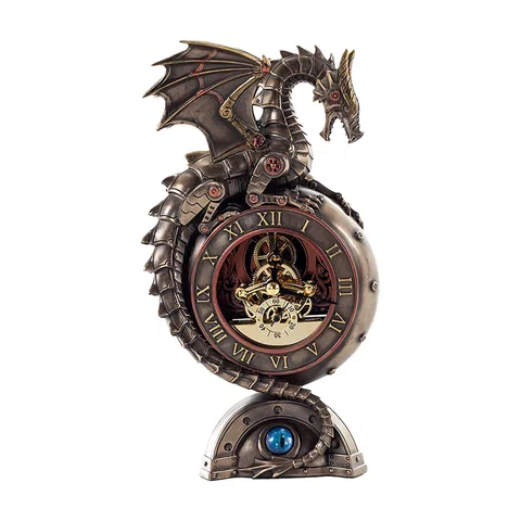 Steampunk Dragon Table Clock — Bronze Finish Decorative Clock, 24.6 cm – view 1