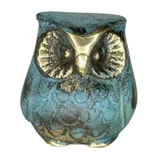 Forward-Facing Owl – Solid Sculpture – 3 cm – Blue & Gold
