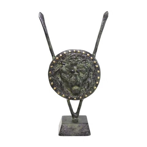 Decorative Warrior's Shield with Lion – 17 cm – Dark Green