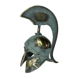Corinthian Helmet with Pegasus and Tall Crest – 22 cm – Blue & Gold