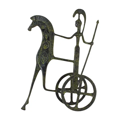 Athena's Chariot with Spear – Bronze Sculpture – 29 cm – Dark Green
