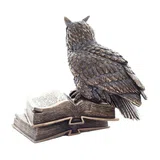 Wise Owl on Books — Bronze-Finish Statue – 17 cm – view 3
