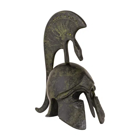 Studded Corinthian Helmet with Owl and Tall Crest – 16 cm – Dark Green