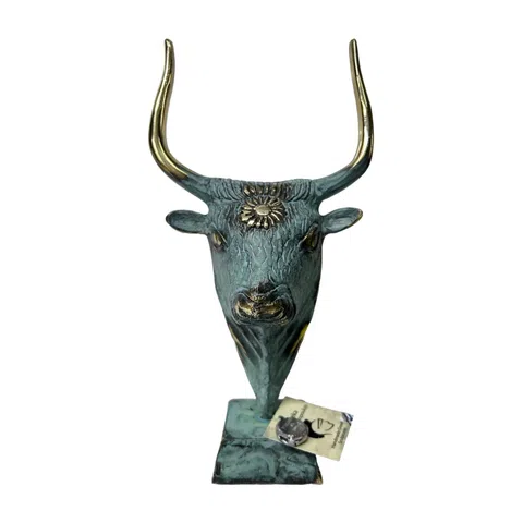 Minoan Bull's Head from Knossos – Replica – 12 cm – Blue & Gold