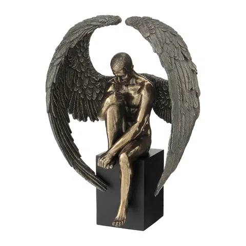 Fallen Angel — Contemplation — Bronze-Finish Statue, 26 cm – view 1