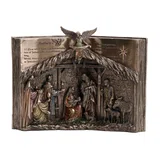 The Nativity on a Bible Base – Bronze-Finish Statue – 29.5 cm