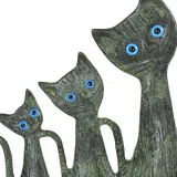 Three Cats – Bronze Sculpture – 11.5 cm – Dark Green