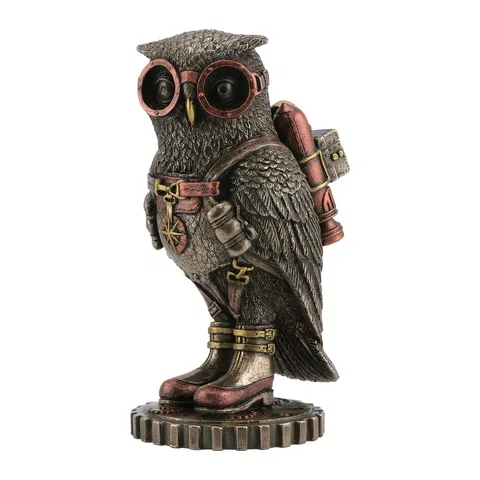 Steampunk Mechanical Owl – Bronze-Finish Statue – 9.5 cm – view 1