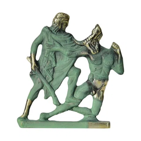 Minotaur and Theseus Statue by Bronze Pavlakis