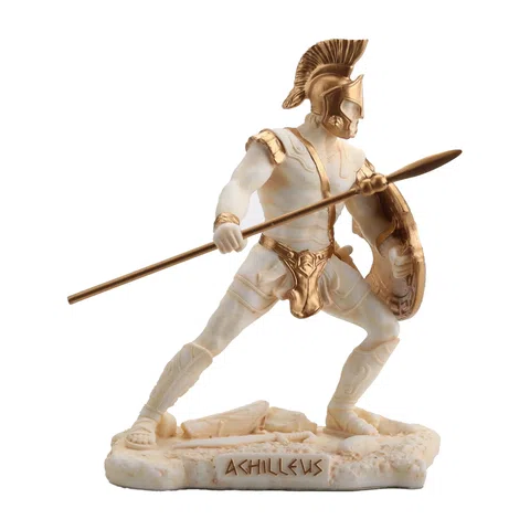 Achilles — Greek Warrior — White and Gold Statue – 9.5 cm – view 1