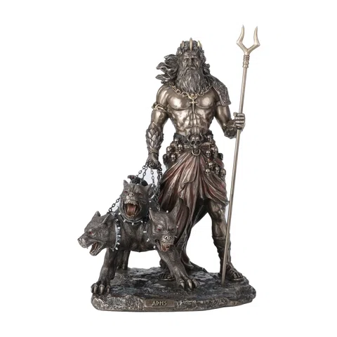 Hades with Cerberus – Bronze-Finish Resin Statue – 30 cm – view 1