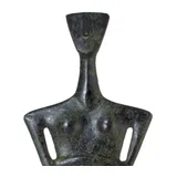 Triangular Cycladic Figurine – Bronze Sculpture – 26 cm – Dark Green