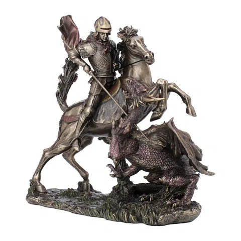 Saint George and the Dragon — Bronze-Finish Statue – 27 cm – view 1