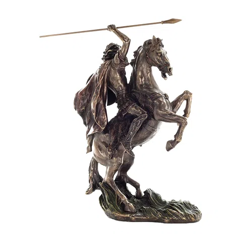 Alexander the Great on Horseback Bronze-Finish Statue – 31.5 cm – view 1