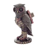 Steampunk Mechanical Owl — Bronze Finish Statue, 16 cm