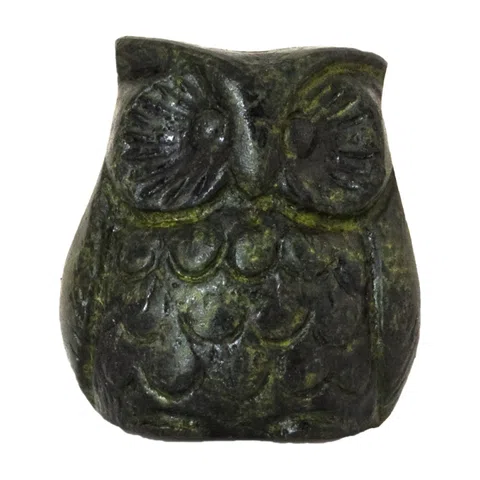 Forward-Facing Owl – Solid Sculpture – 3 cm – Dark Green