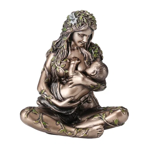 Gaia — Mother Earth Holding an Infant — Bronze Finish Statue, 11 cm – view 1