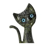 Cat without Base – Bronze Sculpture – 11 cm – Dark Green