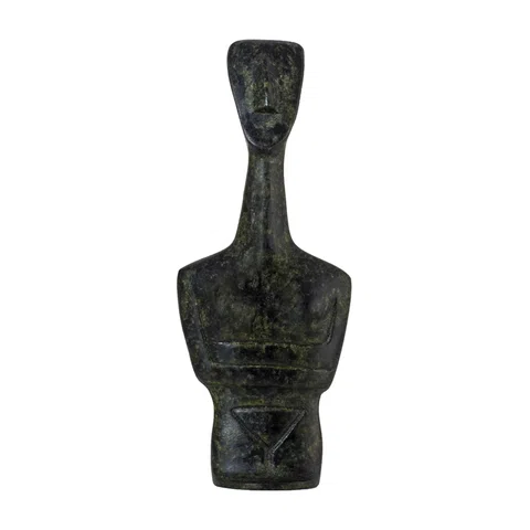 Male Cycladic Bust with Folded Arms – 10 cm – Dark Green