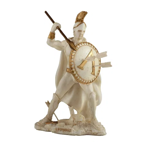 Leonidas with Spear and Shield – White Statue – 15.5 cm – view 1