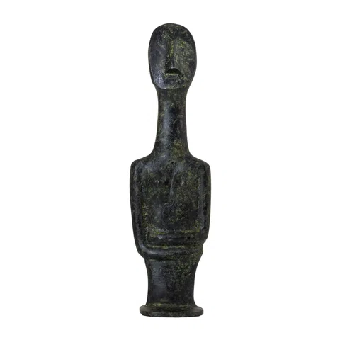 Slender Cycladic Bust – Bronze Sculpture – 14 cm – Dark Green