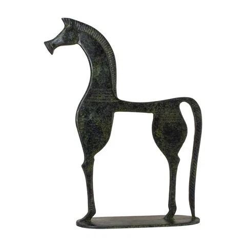 Geometric Horse on Base – Sculpture – 40 cm – Dark Green