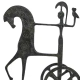 Athena's Chariot with Owl – Bronze Sculpture – 12 cm – Dark Green