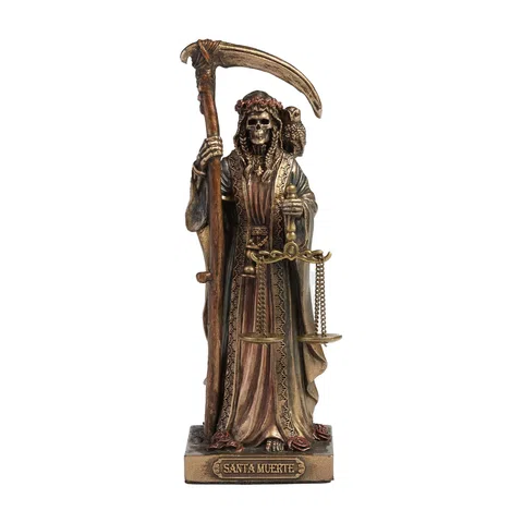 Santa Muerte Altar – Bronze-Finish Resin – 10 cm – view 1