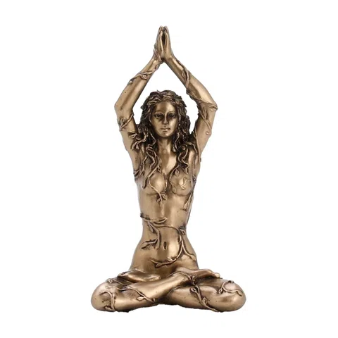 Gaia – Spirit of the Earth in Lotus Position – Bronze-Finish Statue – 8.5 cm – view 1