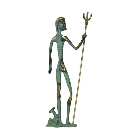 Poseidon with Fish and Trident Statue B by Bronze Pavlakis