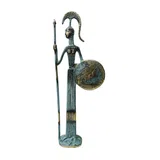 Athena with Shield and Spear – Bronze Sculpture – 18 cm – Blue & Gold