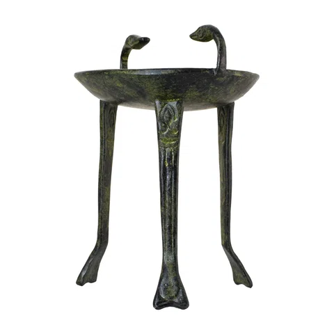 Sacrificial Tripod with Snake-Shaped Handles – 16 cm – Dark Green