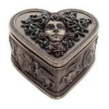 Heart-Shaped Medusa Bronze-Finish Jewellery Box – 11.5 × 9 cm