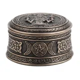 Round Hecate Trinket Box — Bronze Finish Trinket Box, 9.5 cm
